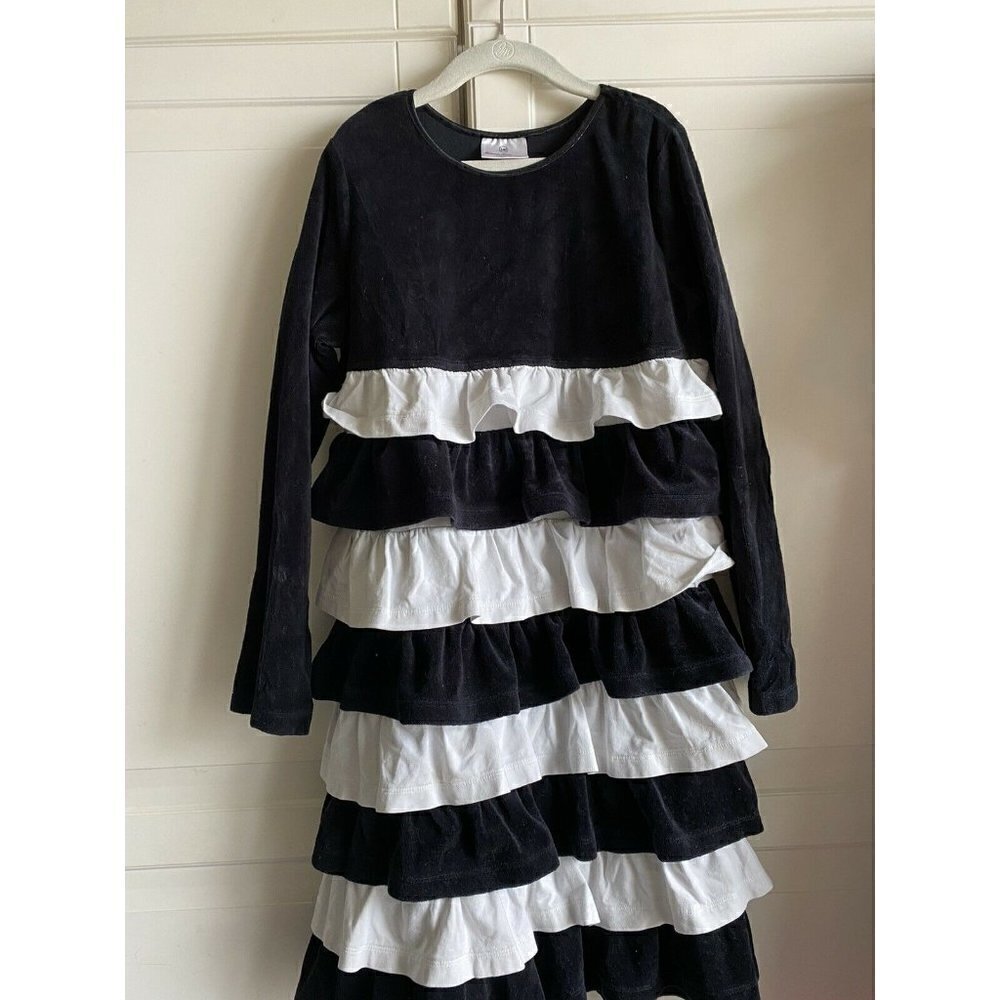 110 Hanna Andersson Black Velour And White‎ Sz 5